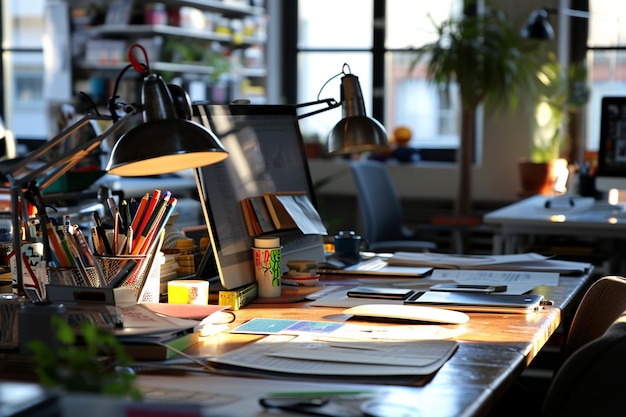 Mobile app design workspace with devices